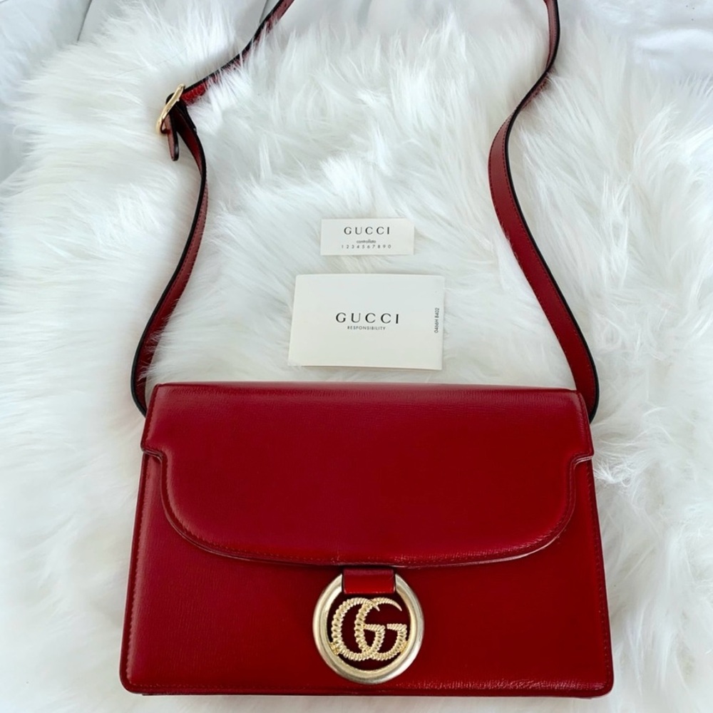 Gucci Red Small GG Ring Shoulder Bag